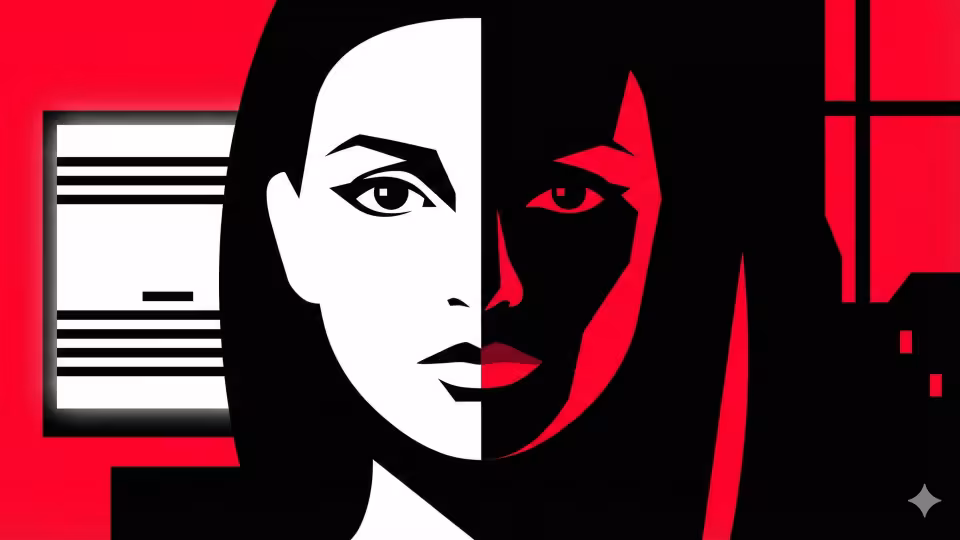 A striking close-up of Jana's (46) face