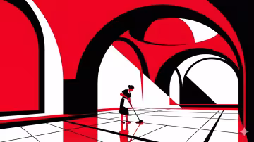 Anna, with a slightly hunched back, pushes a well-worn mop across the gleaming, intricate marble floor of the Klementinum's vast Baroque Hall.