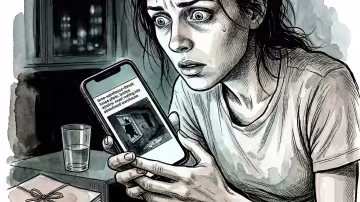 Žena drží telefon