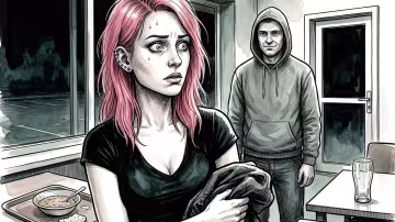 Cizí muž brání ženě v odchodu.